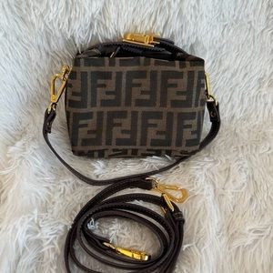 FENDI Zucca Canvas Hand Pouch Nylon Black